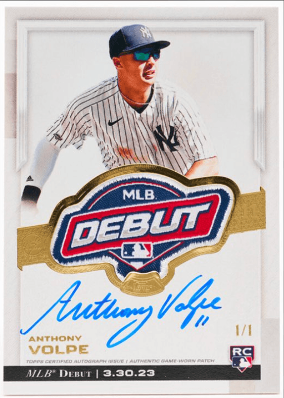 Anthony Volpe 1/1 MLB Debut Patch Auto